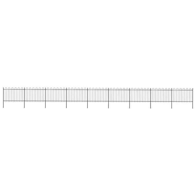 Clôture de jardin vidaxl avec haut rond 15,3x1,2 m en acier noir