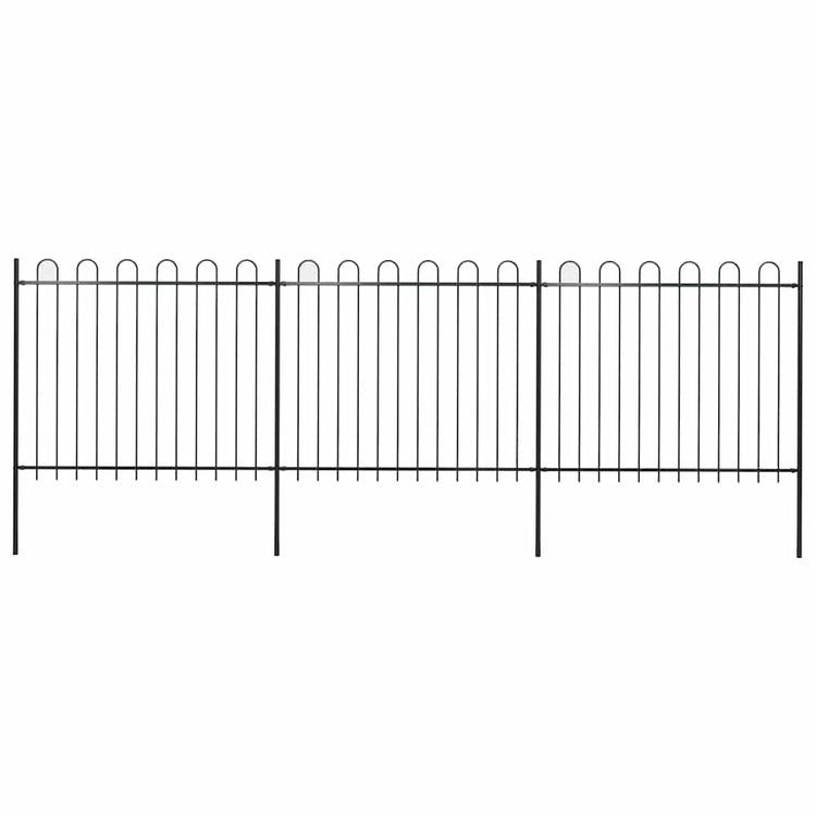 Vidaxxl clôture de jardin avec anneau en acier 537x150 cm noir