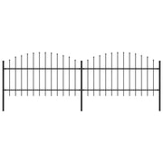 Vidaxl Garden Fence with Spears Top (1-1.25) x3,4 m en acier noir - afbeelding 1