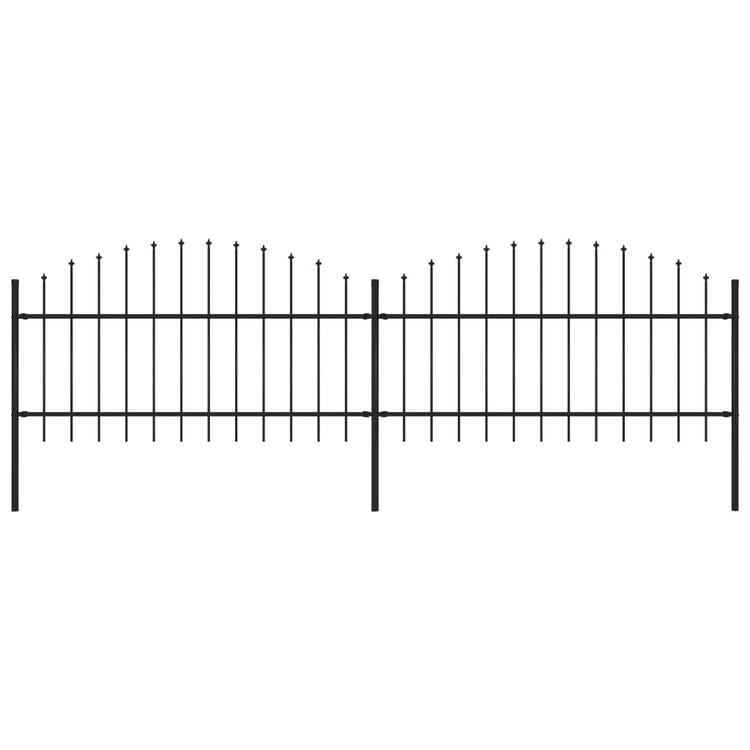 Vidaxl Garden Fence with Spears Top (1-1.25) x3,4 m en acier noir