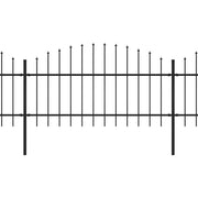 Vidaxl Garden Fence with Spears Top (1-1.25) x3,4 m en acier noir - afbeelding 2
