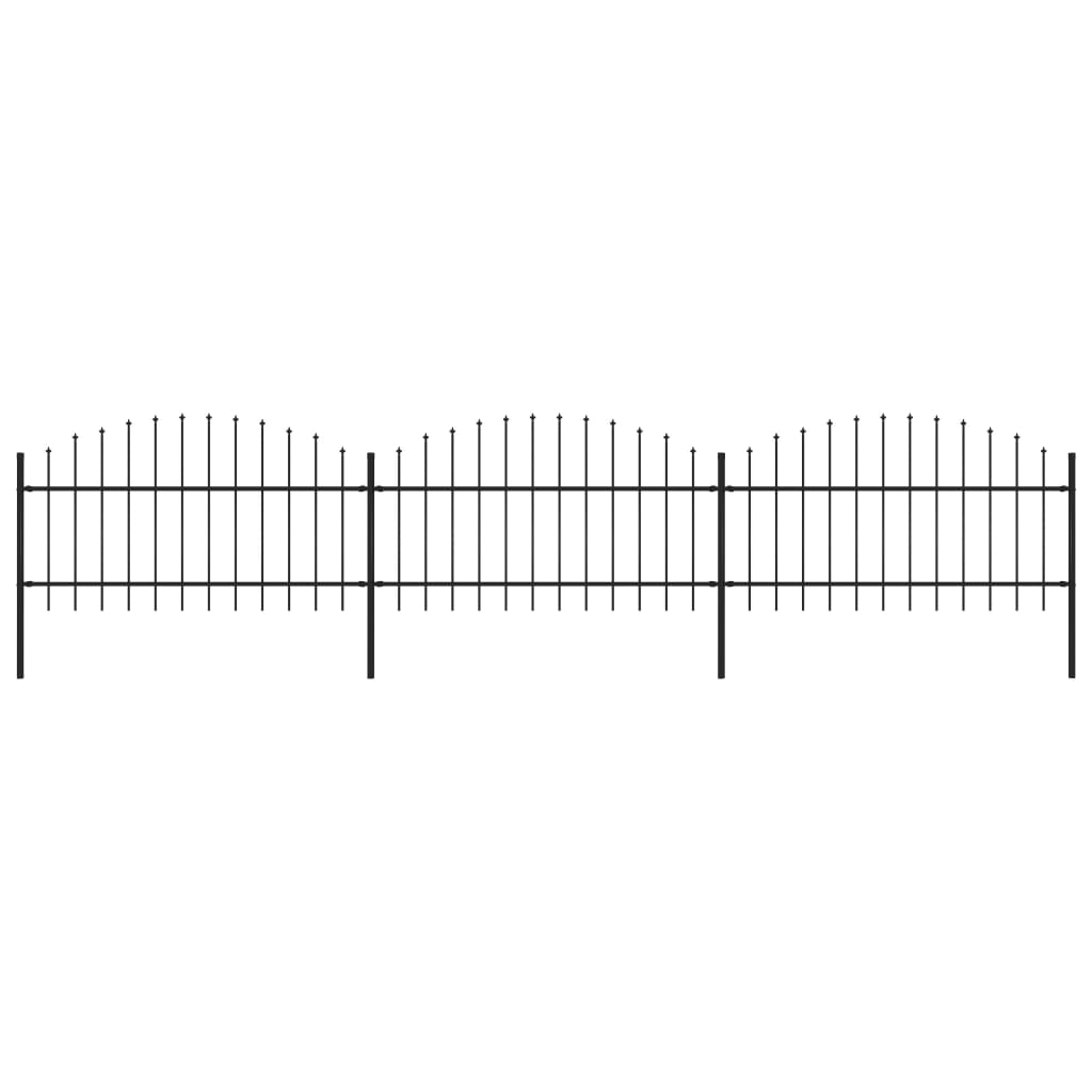 Vidaxl Garden Fence with Spears Top (1-1.25) x5,1 m en acier noir