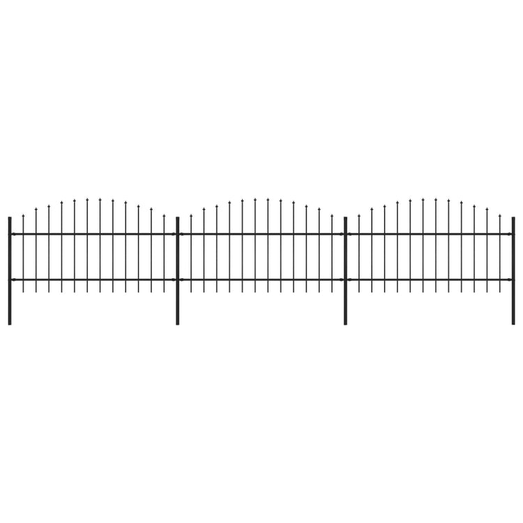 Vidaxl Garden Fence with Spears Top (1-1.25) x5,1 m en acier noir