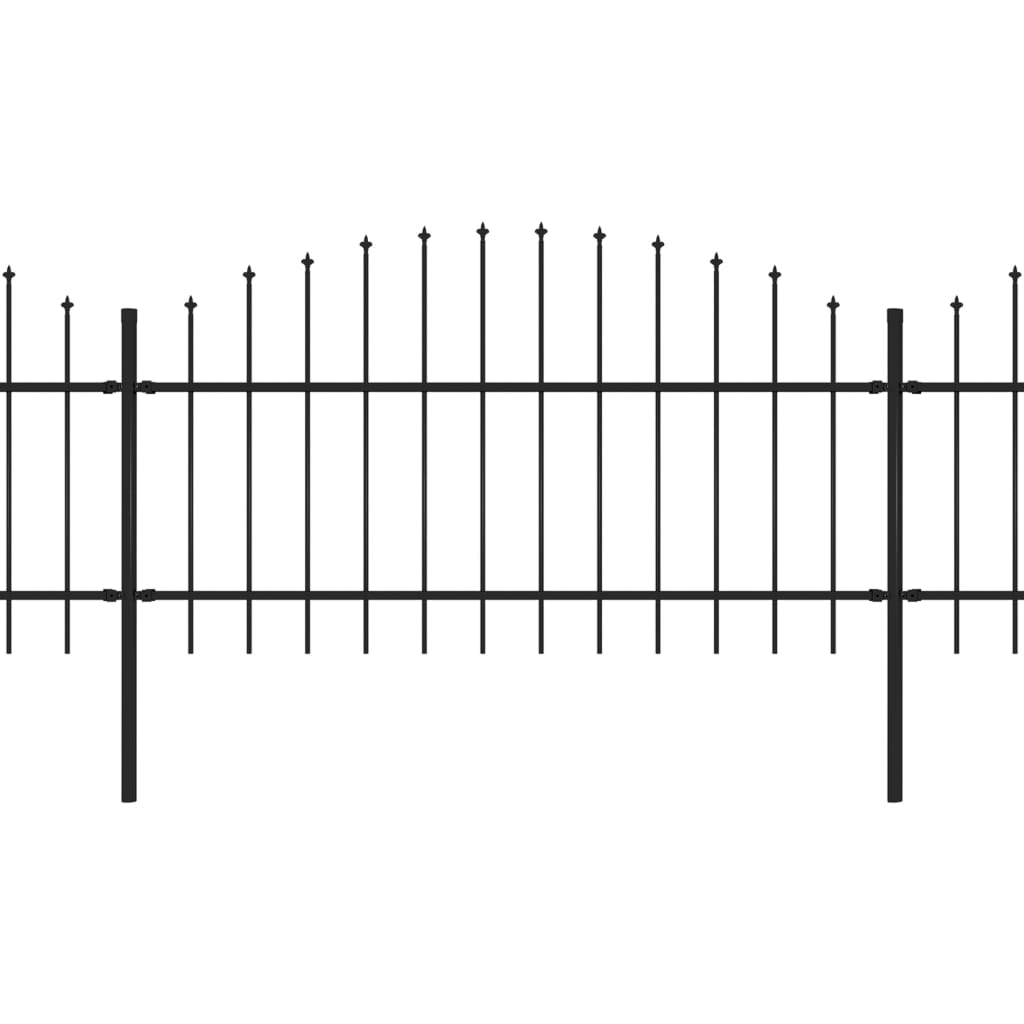 Vidaxl Garden Fence with Spears Top (1-1.25) x5,1 m en acier noir