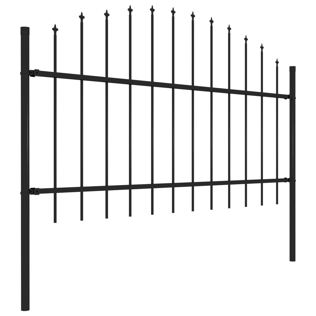 Vidaxl Garden Fence with Spears Top (1-1.25) x5,1 m en acier noir