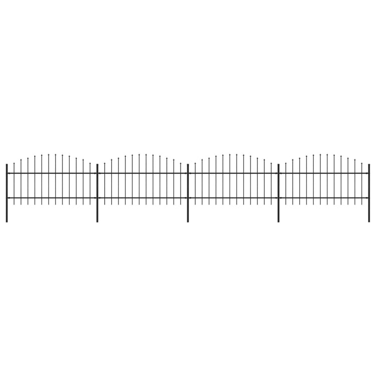 Vidaxl Garden Fence with Spears Top (1-1.25) x6,8 m en acier noir