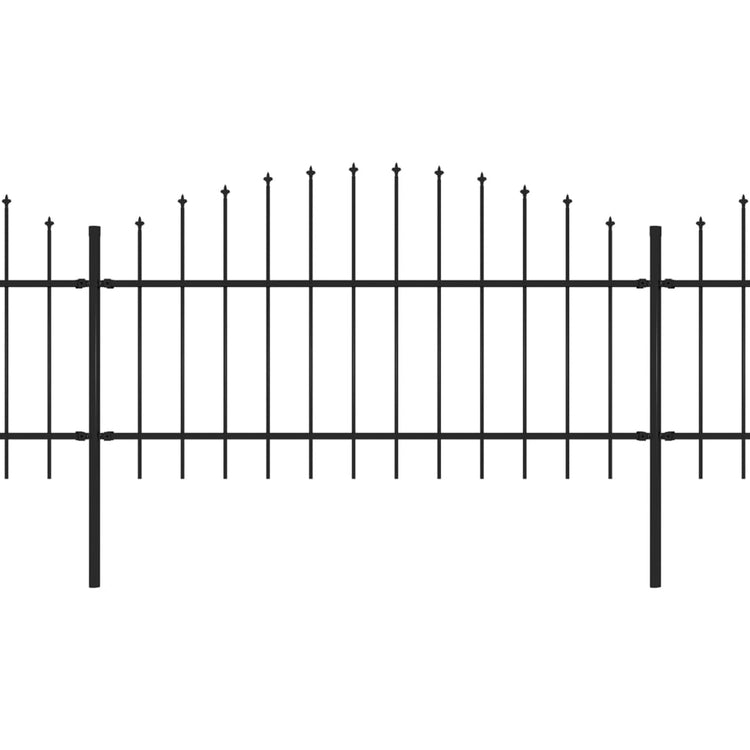 Vidaxl Garden Fence with Spears Top (1-1.25) x6,8 m en acier noir