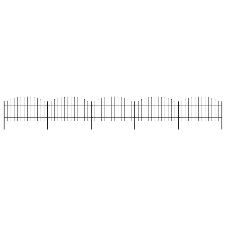 Vidaxl Garden Fence with Spears Top (1-1.25) x8,5 m en acier noir