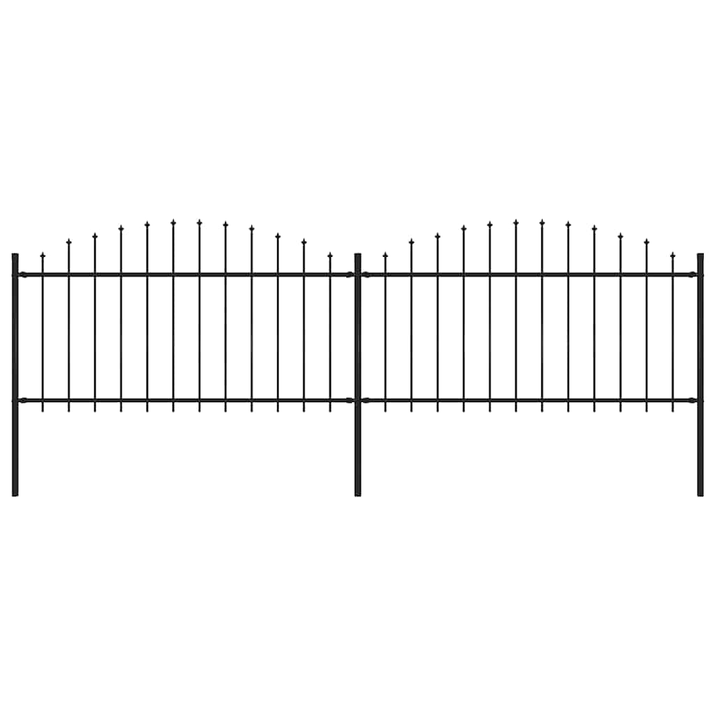 Vidaxl Garden Fence with Spears Top (1,25-1,5) x3,4 m en acier noir