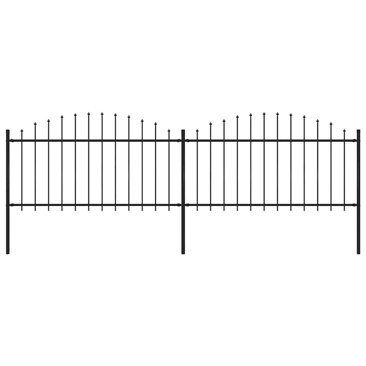 Vidaxl Garden Fence with Spears Top (1,25-1,5) x3,4 m en acier noir