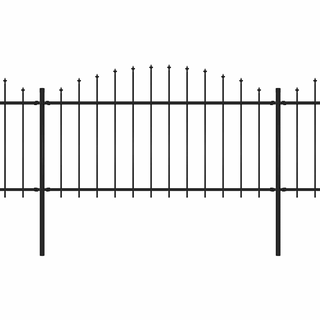 Vidaxl Garden Fence with Spears Top (1,25-1,5) x3,4 m en acier noir