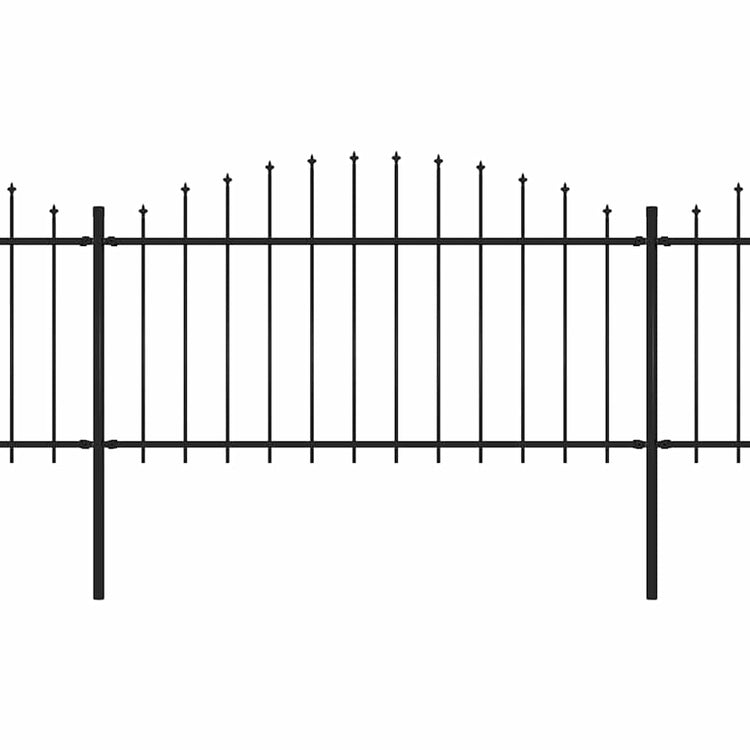 Vidaxl Garden Fence with Spears Top (1,25-1,5) x3,4 m en acier noir