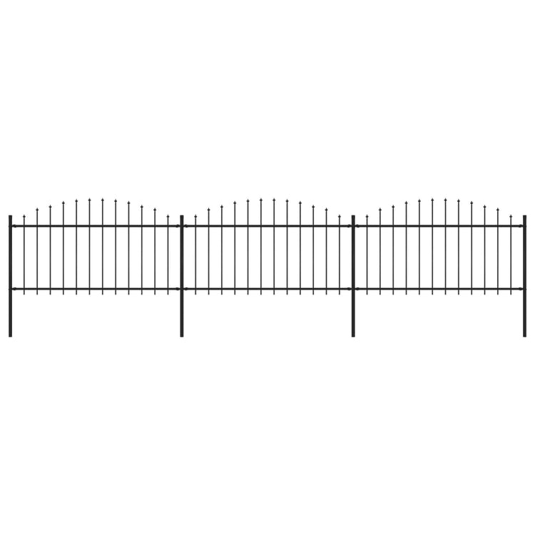 Vidaxl Garden Fence with Spears Top (1,25-1,5) x5,1 m en acier noir