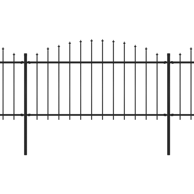 Vidaxl Garden Fence with Spears Top (1,25-1,5) x5,1 m en acier noir