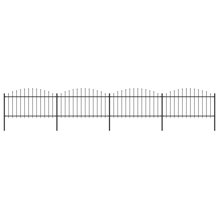 Vidaxl Garden Fence with Spears Top (1,25-1,5) x6,8 m en acier noir
