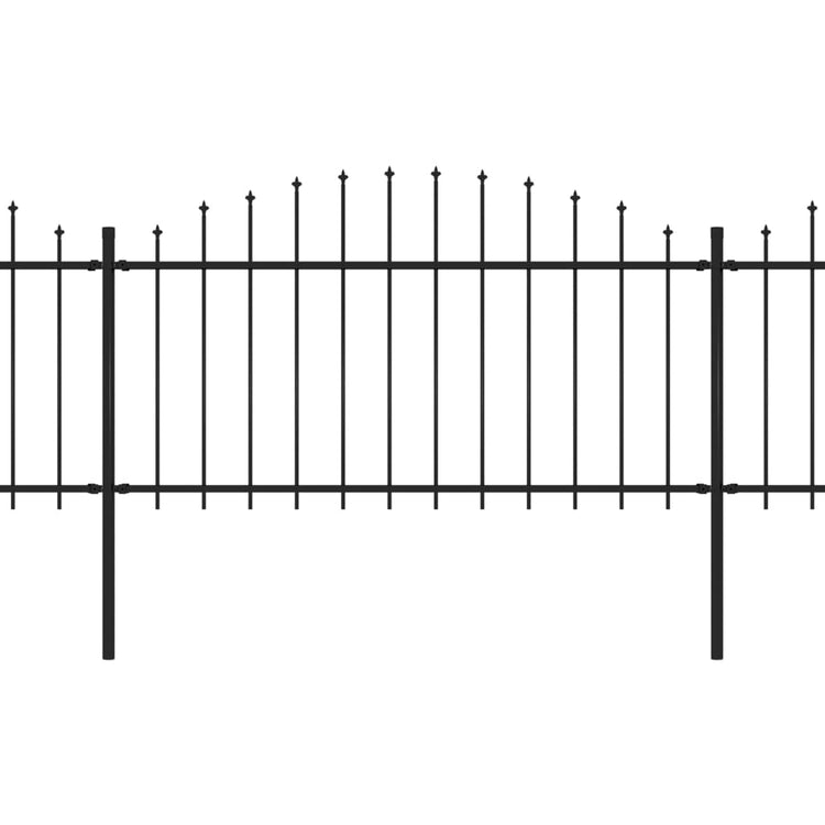 Vidaxl Garden Fence with Spears Top (1,25-1,5) x6,8 m en acier noir