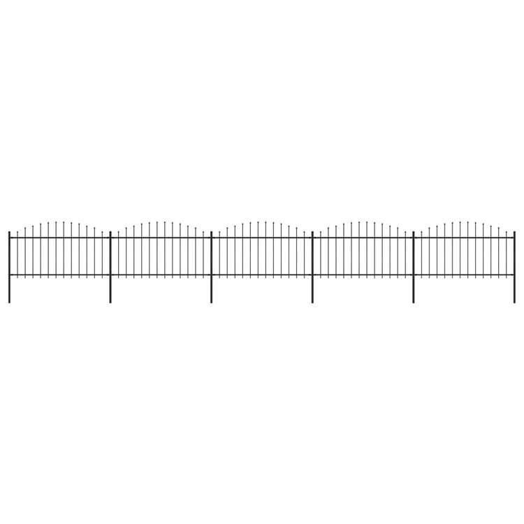 Vidaxl Garden Fence with Spears Top (1,25-1,5) x8,5 m en acier noir