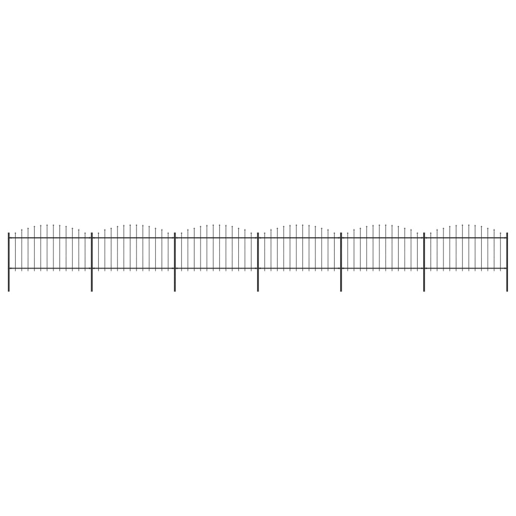 Vidaxl Garden Fence with Spears Top (1,25-1,5) x10,2 m en acier noir