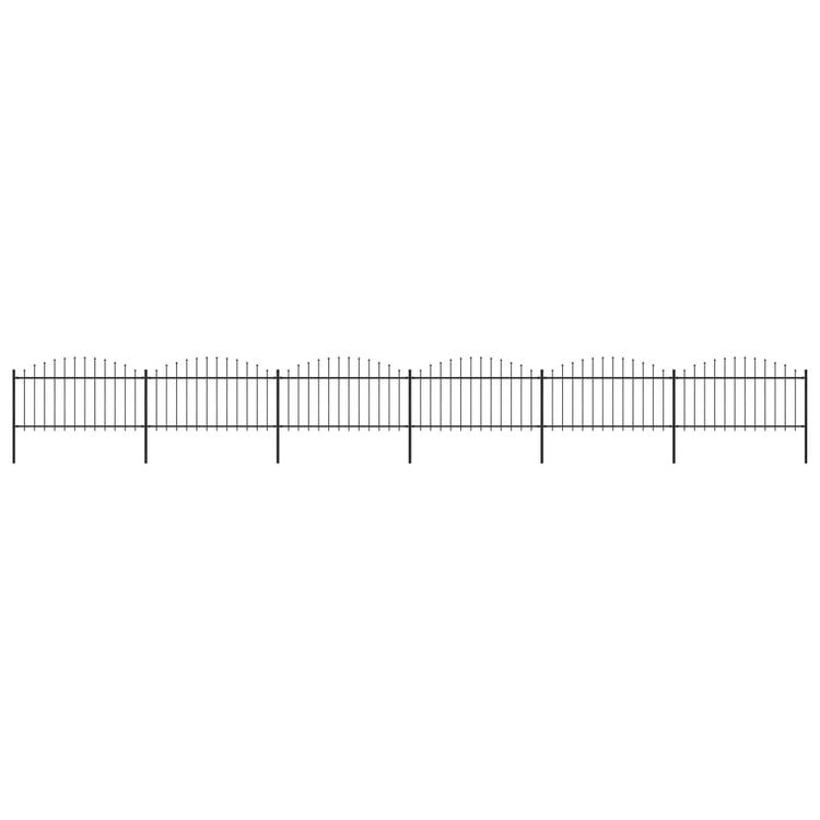 Vidaxl Garden Fence with Spears Top (1,25-1,5) x10,2 m en acier noir