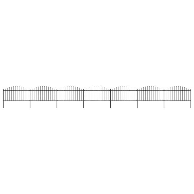 Vidaxl Garden Fence with Spears Top (1,25-1,5) x11,9 m en acier noir