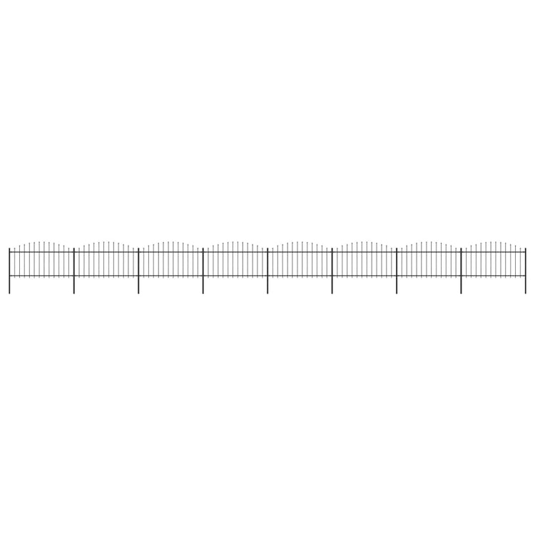 Vidaxl Garden Fence with Spears Top (1,25-1,5) x13,6 m en noir