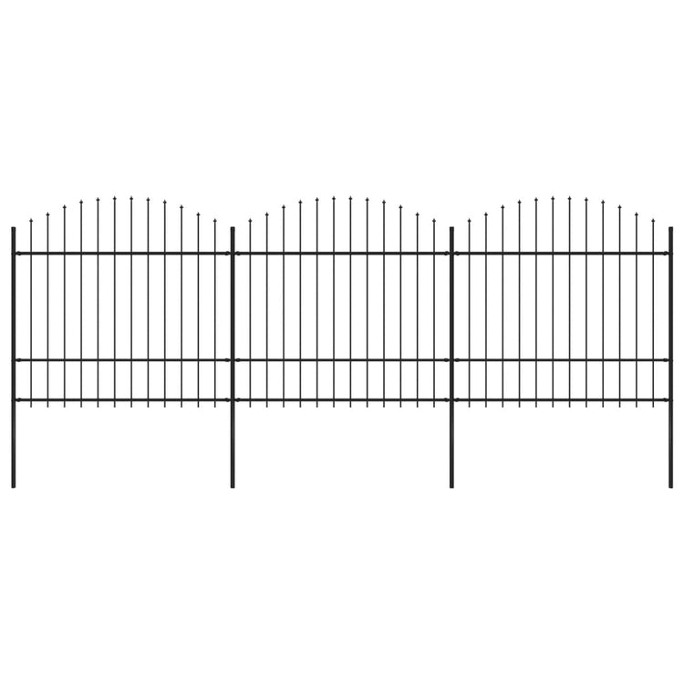 Vidaxl Garden Fence with Spears Top (1,5-1.75) x5,1 m en acier noir