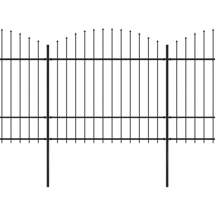 Vidaxl Garden Fence with Spears Top (1,5-1.75) x5,1 m en acier noir