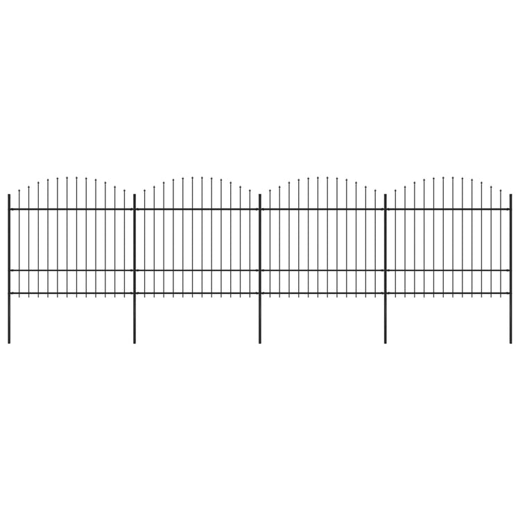 Vidaxl Garden Fence with Spears Top (1,5-1,75) x6,8 m en acier noir
