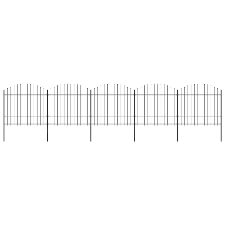 Vidaxl Garden Fence with Spears Top (1,5-1,75) x8,5 m en noire en acier