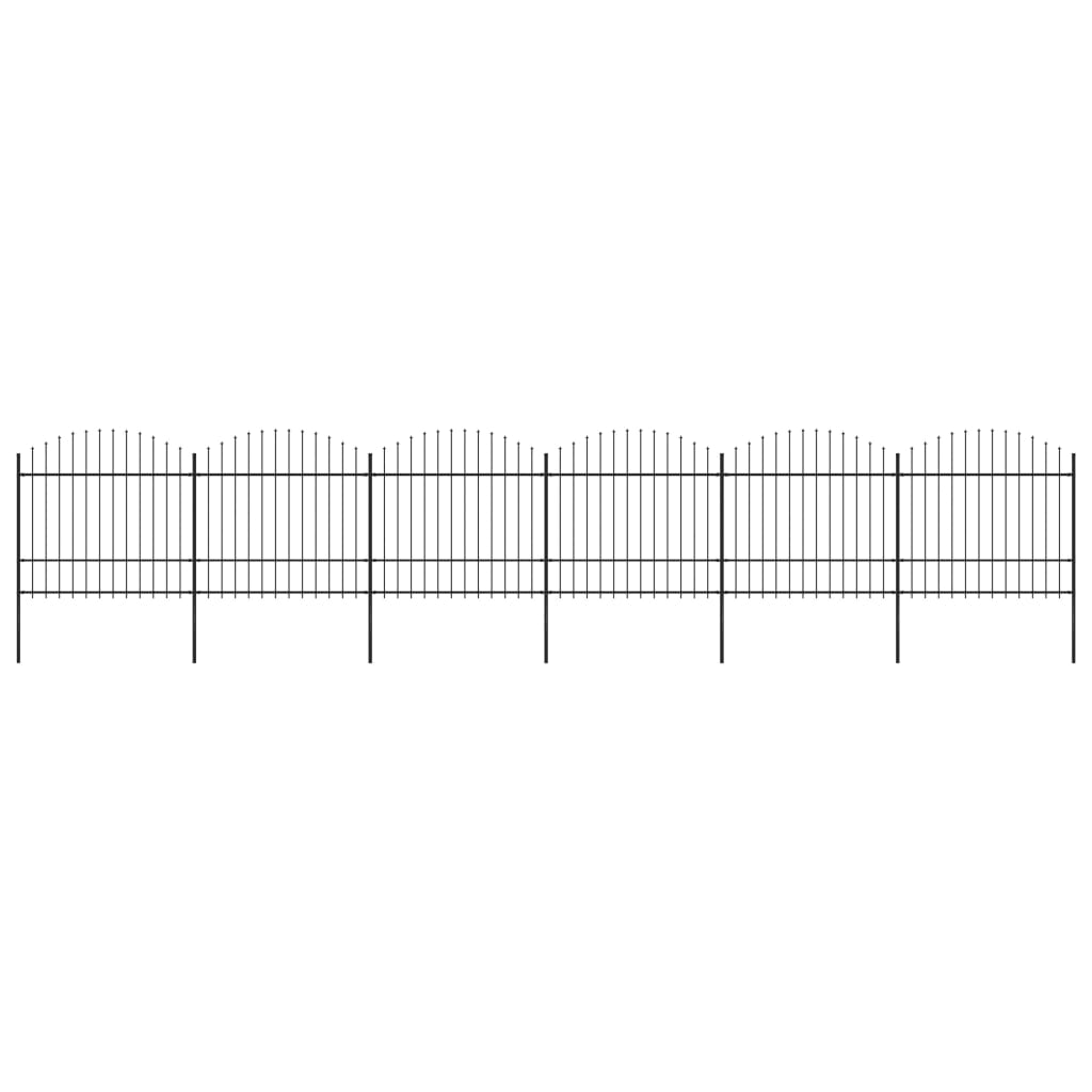 Vidaxl Garden Fence with Spears Top (1,5-1.75) x10,2 m en acier noir