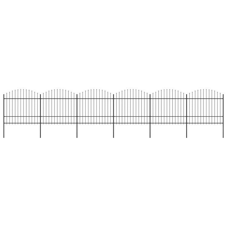 Vidaxl Garden Fence with Spears Top (1,5-1.75) x10,2 m en acier noir