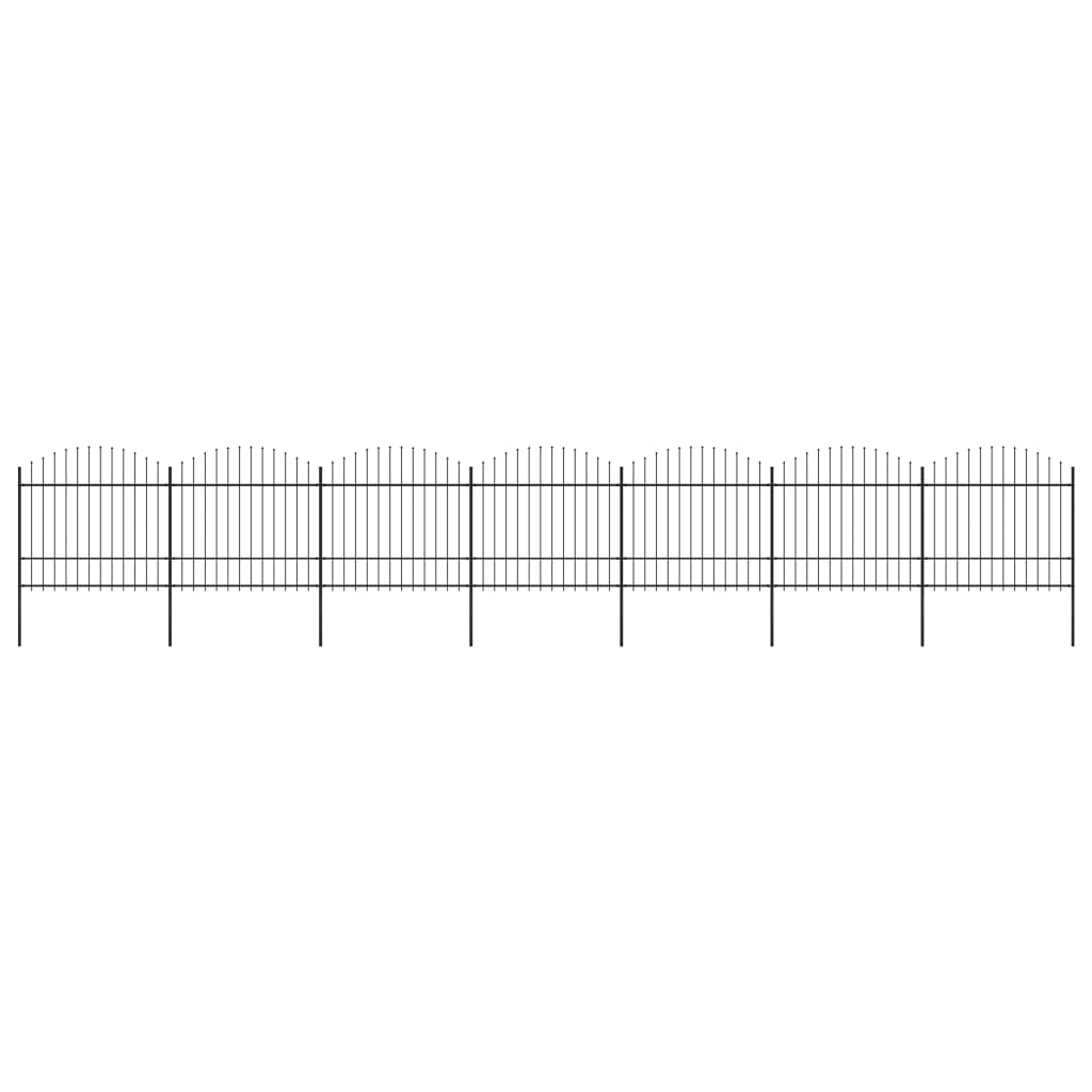 Vidaxl Garden Fence with Spears Top (1,5-1.75) x11,9 m Steel noir