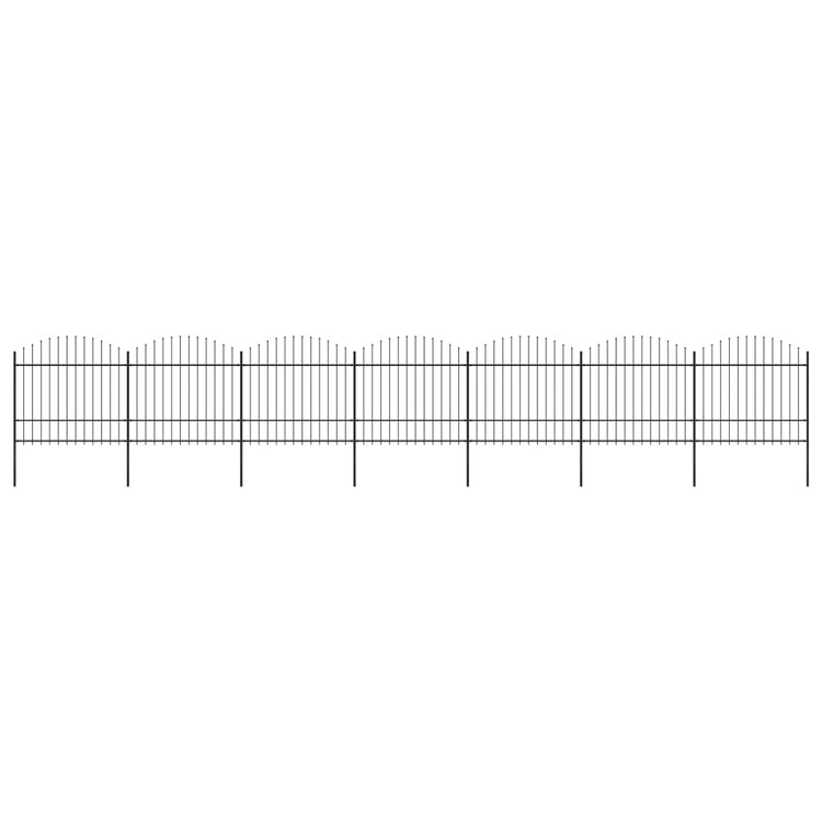 Vidaxl Garden Fence with Spears Top (1,5-1.75) x11,9 m Steel noir