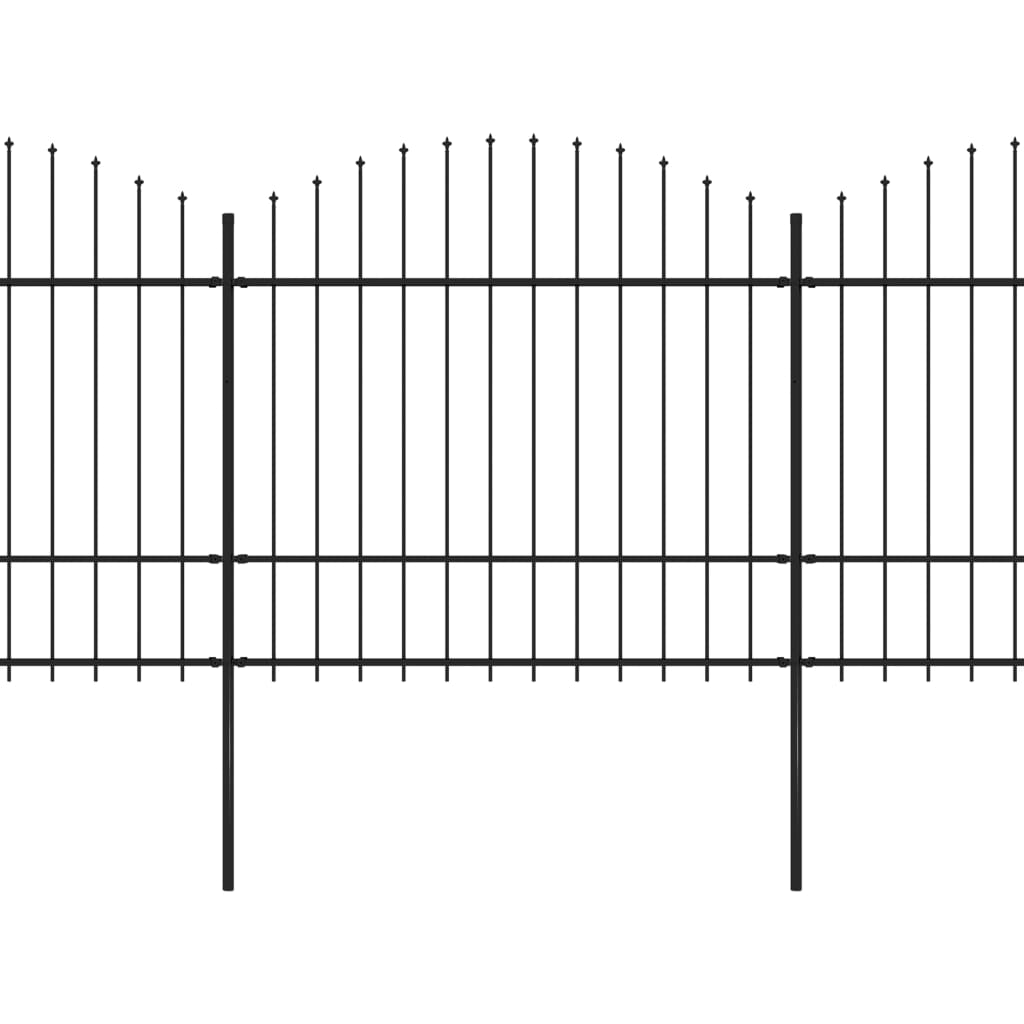 Vidaxl Garden Fence with Spears Top (1,5-1.75) x11,9 m Steel noir