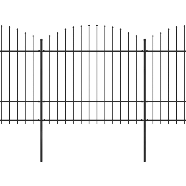 Vidaxl Garden Fence with Spears Top (1,5-1.75) x11,9 m Steel noir