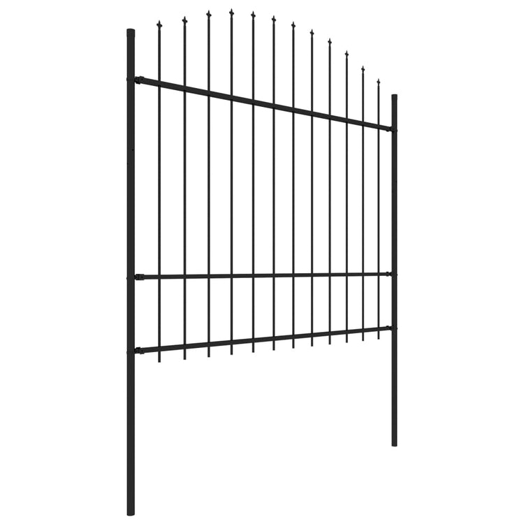 Vidaxl Garden Fence with Spears Top (1,5-1.75) x11,9 m Steel noir