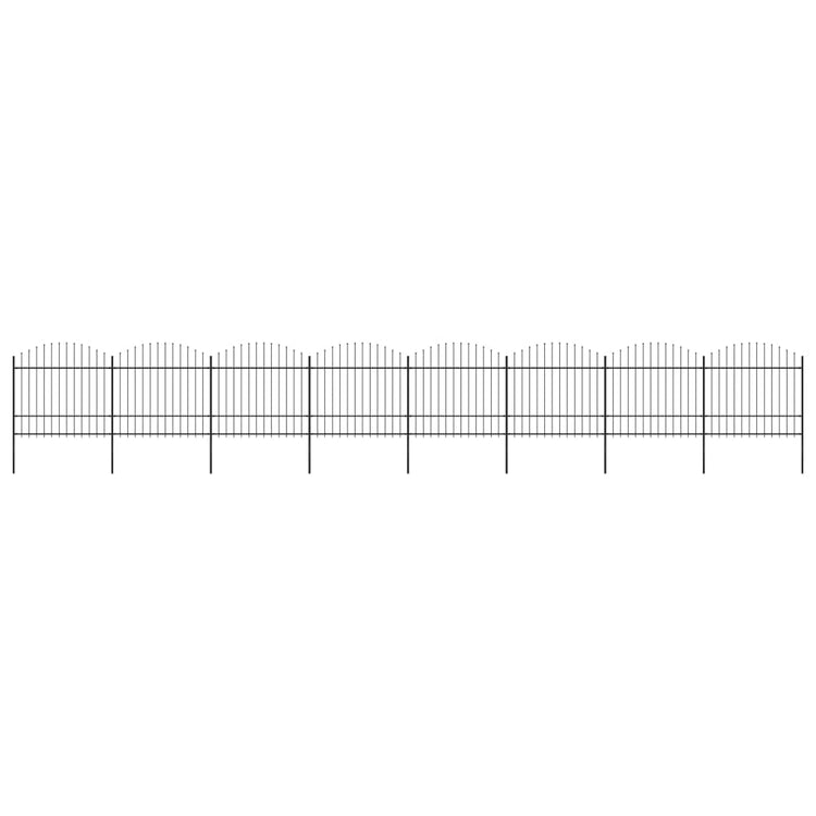 Vidaxl Garden Fence with Spears Top (1,5-1,75) x13,6 m en noir