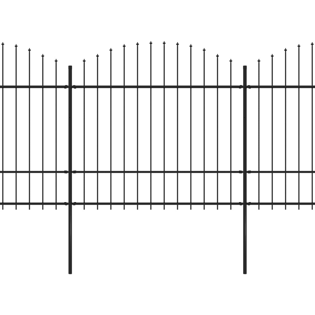 Vidaxl Garden Fence with Spears Top (1,5-1,75) x13,6 m en noir