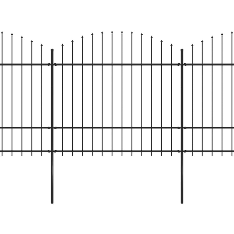 Vidaxl Garden Fence with Spears Top (1,5-1,75) x13,6 m en noir