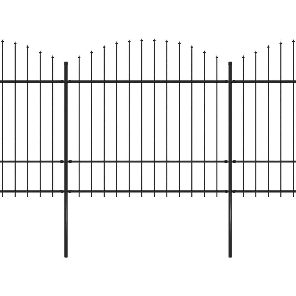 Vidaxl Garden Fence with Spears Top (1,5-1,75) x15,3 m en noire en acier