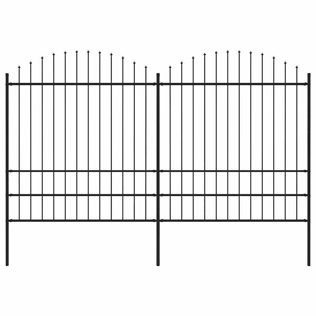 Vidaxl Garden Fence with Spears Top (1,75-2) x3,4 m en acier noir