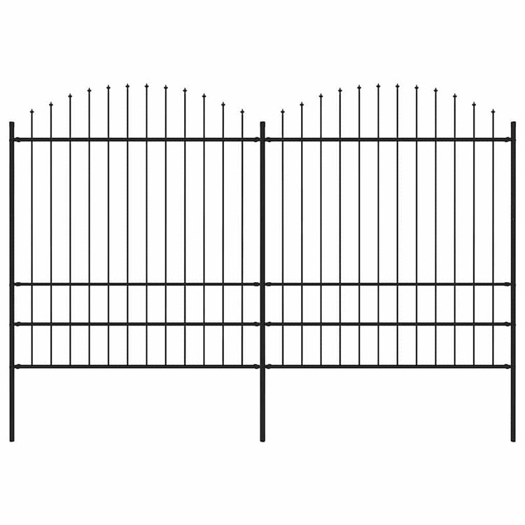 Vidaxl Garden Fence with Spears Top (1,75-2) x3,4 m en acier noir