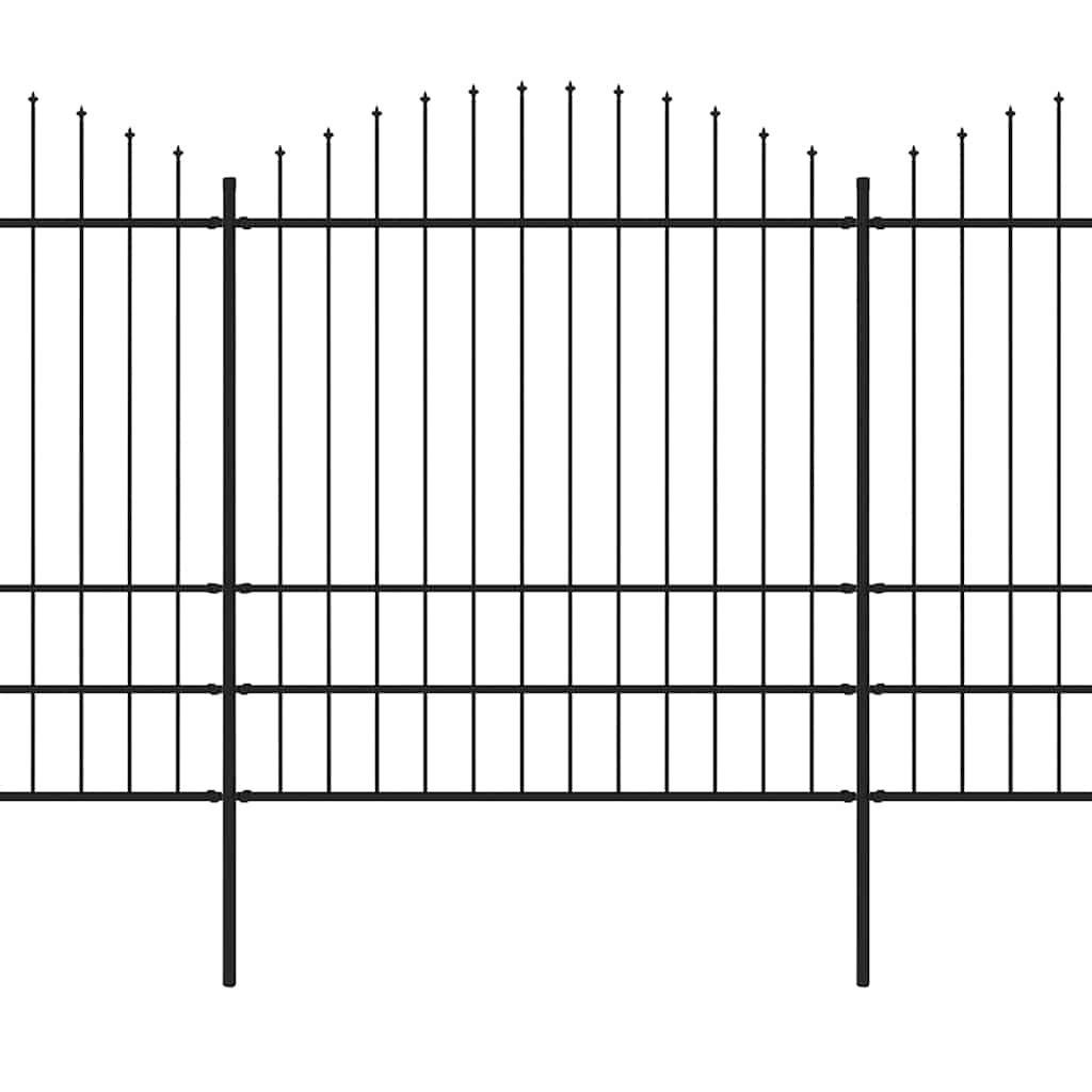 Vidaxl Garden Fence with Spears Top (1,75-2) x3,4 m en acier noir