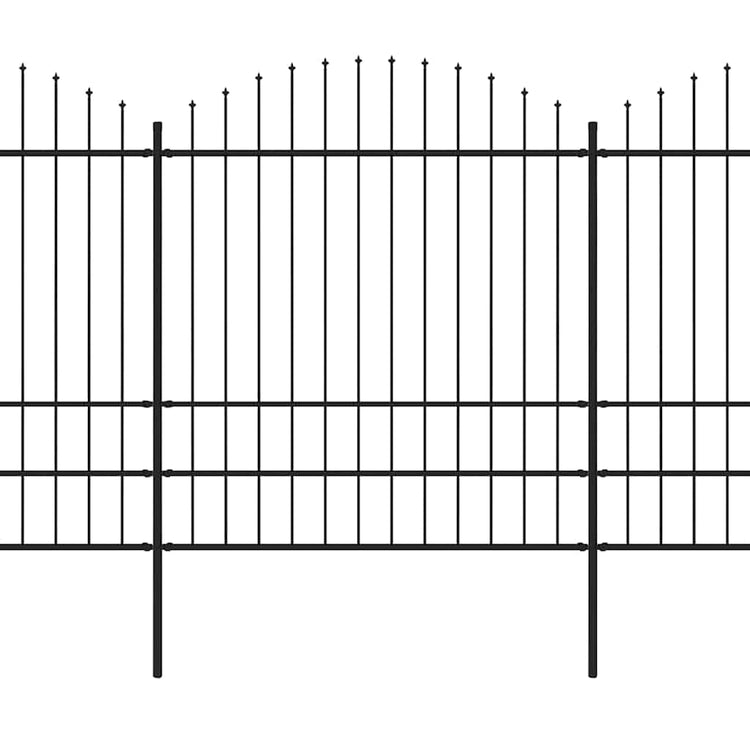 Vidaxl Garden Fence with Spears Top (1,75-2) x3,4 m en acier noir
