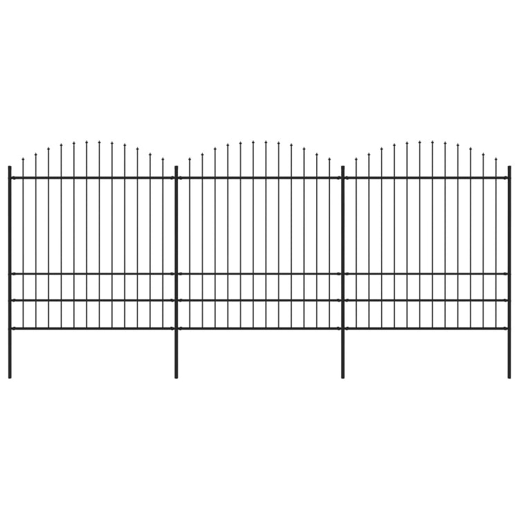 Clôture de jardin vidaxl avec haut de lance (1,75-2) x5,1 m en acier noir