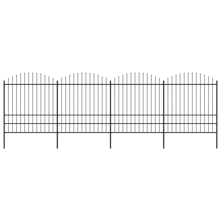 Vidaxl Garden Fence with Spears Top (1,75-2) x6,8 m en acier noir