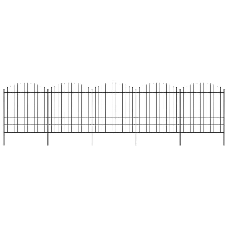 Clôture de jardin vidaxl avec haut de lance (1,75-2) x8,5 m en acier noir