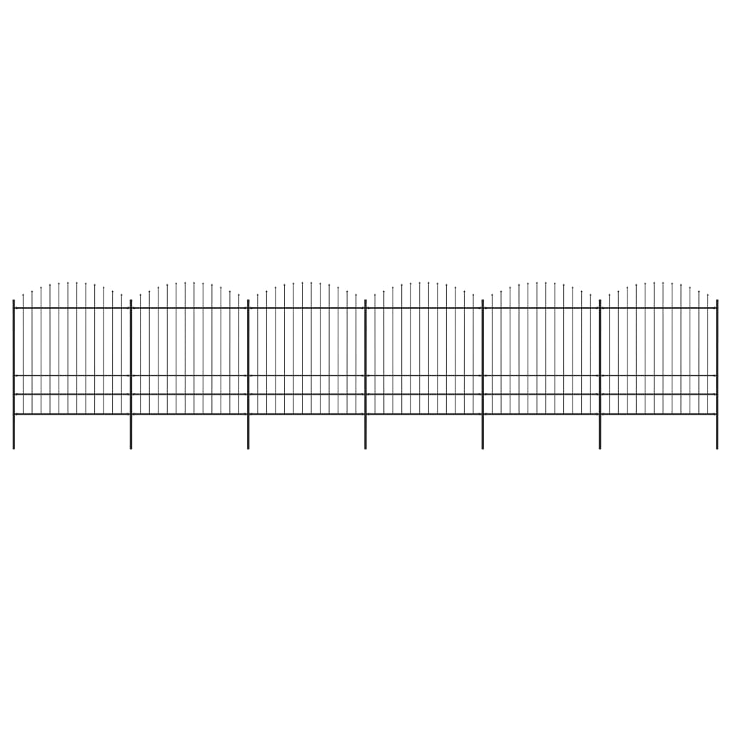 Clôture de jardin vidaxl avec haut de lance (1,75-2) x10,2 m en acier noir