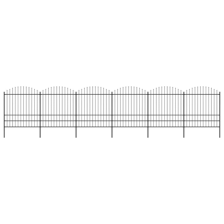 Clôture de jardin vidaxl avec haut de lance (1,75-2) x10,2 m en acier noir