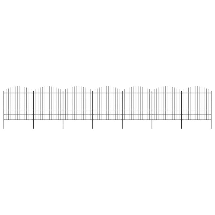 Vidaxl Garden Fence with Spears Top (1,75-2) x11,9 m en acier noir